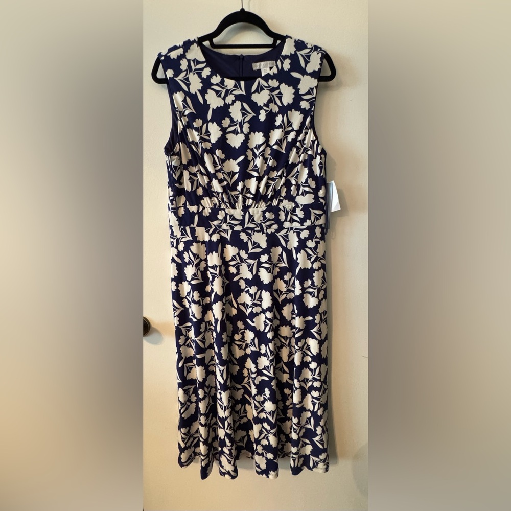 Floral Navy and White Dress